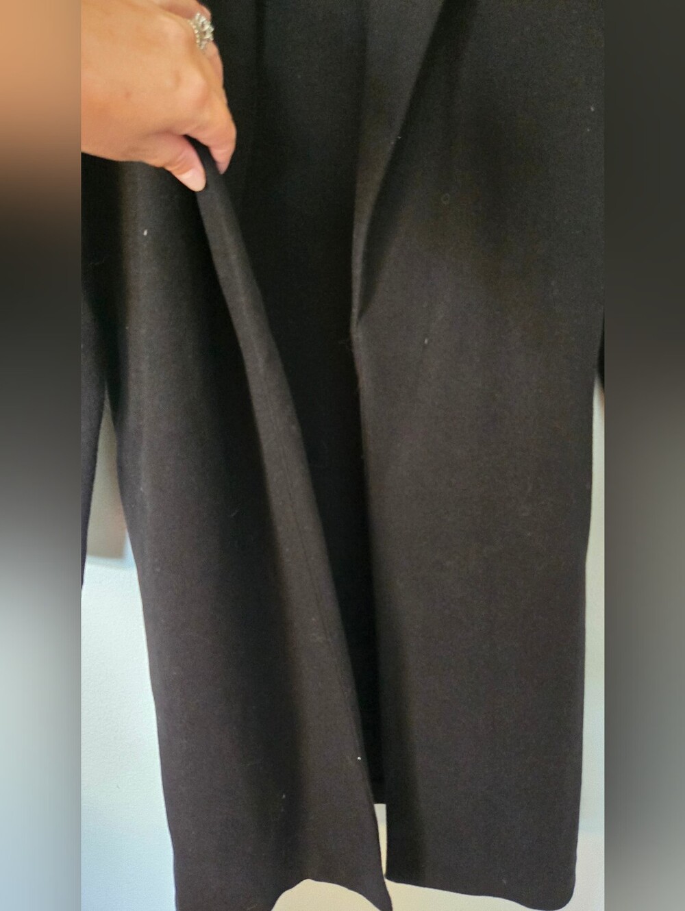 Zara | Black Long Single Breasted Open Front Felted Coat Size Small - Picture 6 of 10